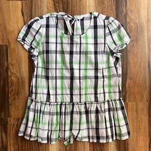 Crown & Ivy Plaid Peplum Top